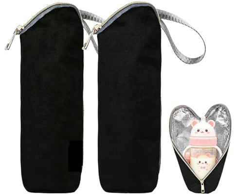 Insulated Bottle Bag for Baby, 2 Pcs Black Bottle Warmer Baby Bottles Cooler Bags, Portable Travel Thermal Bags for Bottles