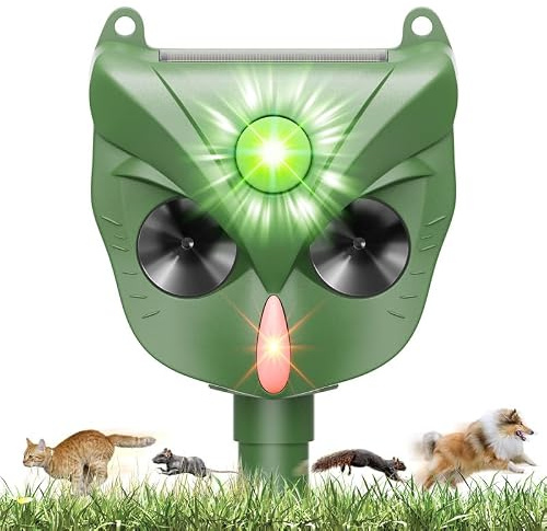 Répulsif Chat Ultrason, 5 Modes Repulsif Chat Exterieur, IP44 Imperméable | Charge de Solaire USB, Détecteur de Mouvement, pour Anti Chats Chiens Souris Ratons Animaux de Jardin