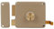 Amig - Verrou de Gauche avec levier de fermeture, languette et poignée de porte en bois Mod. 77 | 100 x 85 mm | Loquet avec cylindre rond en serreta | Acier Beige