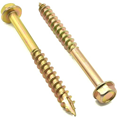M6 x 100mm, Pack of 100, TIMCO Solo Coach Screw HEX Flange Head Yellow ZINC Sleeper Screws Turbo Coach