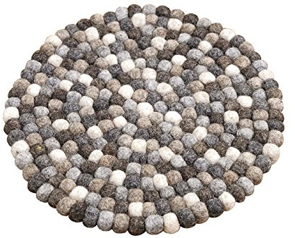 RA Naturstyle FAC 81-6 Untersetzer aus Filzkugeln rund, handgefertigt, ø 22 cm, Natur (1 Stück)