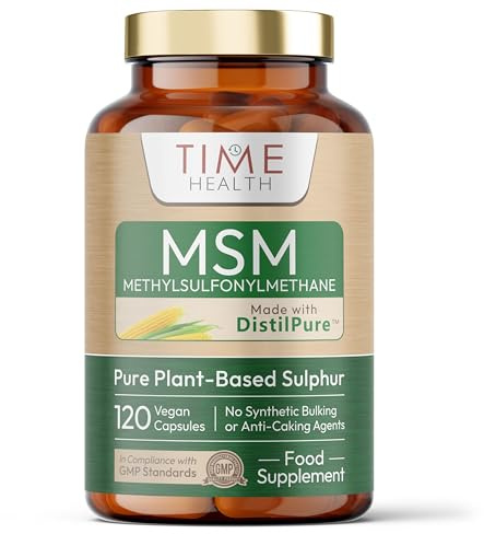 DistilPure MSM 1000mg - Plant-Derived Sulphur - 120 Capsules - UK Made