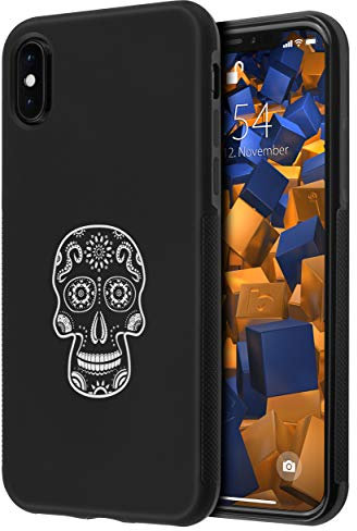 mumbi Hülle kompatibel mit iPhone X / XS Handy Case Handyhülle double GRIP mit Motiv Calavera weiss, schwarz
