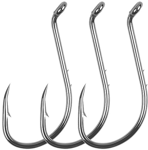 Octopus Angelhaken, 120 Stück Widerhaken Köderhalter Haken Hartstahl Offset Kreis Octopus Haken Extra Scharfe Jig Fisch Haken für Süßwasser Salzwasser Größe 8-6/0
