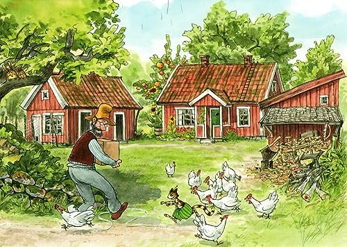 Postkarte Pettersson und Findus: Pettersson im Garten