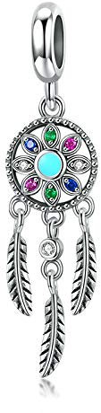 ENYU Charms Beads, Dreamcatcher Charm Anhänger mit bunten Zirkonia Passform Pandora Armband und Halskette Accessoires Schmuck Geschenk für Frauen und Mädchen