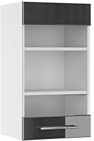 Vicco Küchenglasschrank Fame-Line, Glashängeschrank, Anthrazit Hochglanz/Weiß, 40 cm
