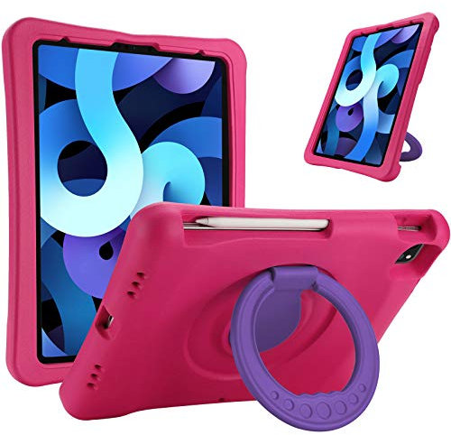 ProCase Funda Infantil para iPad Air 11 2024/iPad Air 4ª 10.9 2020 / iPad Pro 11 2ª 2020 / iPad Pro 11 1ª 2018, Carga y Fijación de Pencil 2ª Gen Antigolpes y Agarre de para Uso Rudo Niños -Magenta