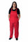 GRS Woman Ladies Bib and Brace Dungarees Coveralls Overalls, Woman Fancy Dress Overalls, Red, 4XL 22