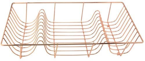 TRTO ROSE GOLD LARGE CUTLERY METAL WIRE DISH DRAINER DRAINING HOLDER PLATE RACK KITCHEN SINK