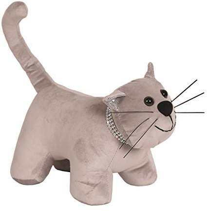 28209 - Grey Cat Doorstop with Glitter Collar