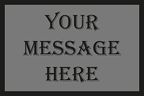 Pajo Personalised Text Door Mat 600x400mm. Premium Quality Rubber and Polyester. Customised with Message of your choice. (Grey)