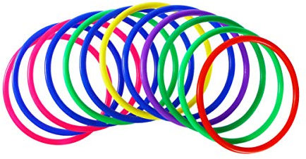TOYANDONA 12 Pieces Plastic Toss Rings, 4.7Inch Kids Ring Toss Game Carnival Rings for Speed and Agility Practice Games, Garden Backyard Outdoor Games