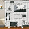 Homemissing Alte Zeitung Duschvorhang Textil Retro für Kinder Jahrgang Badezimmer Stoff Duschvorhang 180x180cm Dekor wasserdichte Duschvorhang Schwarz Weiß Duschvorhang