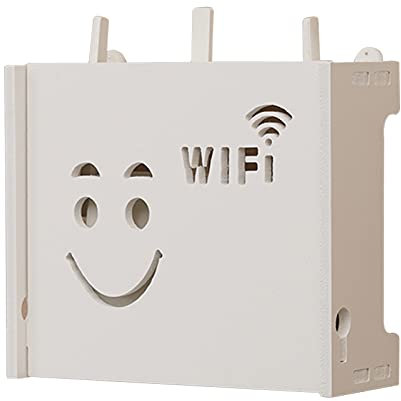 Tauzveok Kleiner WiFi-Router Regal Zur Aufbewahrung Oder Dekorations-Box Wand Befestigter Router Storage Box 24 * 8.5 * 20Cm Wandhalterung,Smiley face