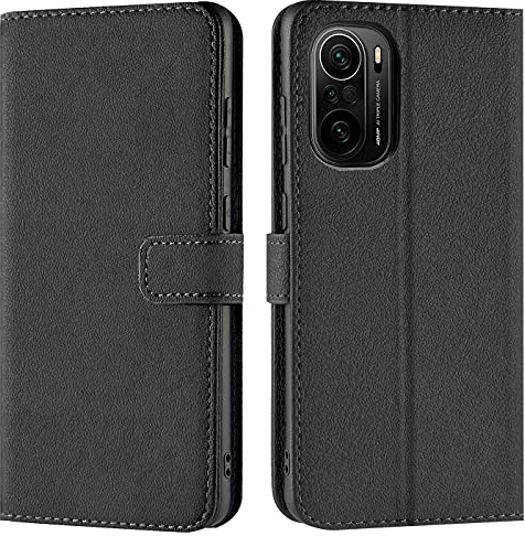 Verco Handyhülle für Xiaomi Poco F3 / Mi 11i Hülle Wallet Case, Schwarz | Klapphülle klappbar, Book Case Handy Tasche, Schutzhülle mit Kartenslots, Aufstellfunktion, Flip Case Brieftasche