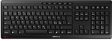 CHERRY STREAM KEYBOARD WIRELESS, Kabellose Tastatur, Pan-Nordisches Layout (QWERTY), 2,4 GHz Funk, Leise Tasten, Flaches Design, Batteriebetrieben, Schwarz