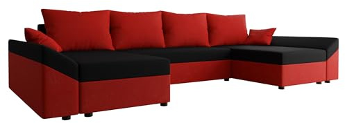 Mirjan24 Ecksofa Chione U mit Bettkasten und Schlaffunktion, 4 Sitzer Eckcouch, U-Form Sofa für Wohnzimmer, symmetrisches Ecksofa, Polsterecke mit Bettfunktion, Wohnlandschaft (Alova 46 + Alova 04)