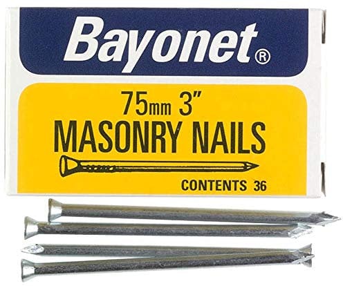 Masonry Nails ZINC Plated, 75MM (PK36), Nail Fasteners, Hardware, 36 Piece Pack - 12214