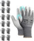 LANON 12 Paar PU Professionelle Arbeitshandschuhe, Zweimal Gewaschen, Geruchlos, Industrie-Schutzhandschuhe für Mechanik und Werkstatt, Grau, XL/10