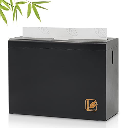 Bamboovia Bambus-Tischspender für H2 Multifold-Papierhandtücher | Einfache Einzelblattentnahme dank integriertem 'PushUp'-System | Setz ein Statement für Nachhaltigkeit & Naturschutz (Schwarz)