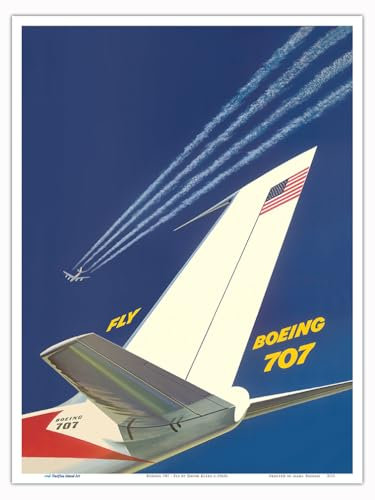 Fly on The Boeing 707 - Vintage Airline Travel Poster von David Klein c.1960er Jahre, Meister-Kunstdruck, 22,9 x 30,5 cm