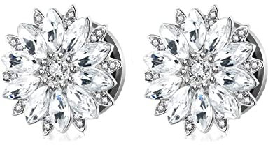 Ohr Tunnel Set, Ear Tunnel 16mm Edelstahl Blume Zirkonia Silber 5/8 IN Gothic Ear Plug Ohrstecker Schmuck Damen