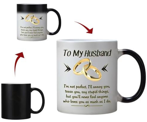Gift for Husband from Wife,Funny Color Changing Mug 11 OZ Ceramic Cup,Christmas Valentines Day Gifts for Husband,Birthday Gifts for Husband & Romantic Gifts for Him for Anniversary