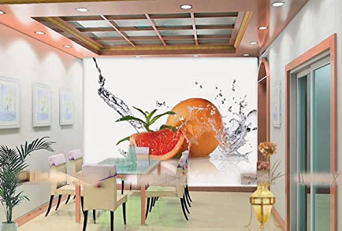 3D Mural Wallpaper Custom Water Drop Fruit Orange Wallpaper Suitable for Living Room Tv Wallpaper Sofa Background Self-Adhesive Mural Peel and Stick Wall Posters Wall Art, 250(W) x175(H) cm