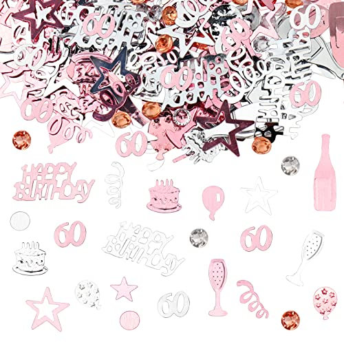 GoldRock Konfetti 60 Geburtstag Deko, Streudeko 60 Geburtstag Mann Frau,Tischdeko 60 Geburtstage Rosegold, 60. Geburtstage Konfetti Deko,Confetti zum 60 Geburtstags Jubiläum,Geburtstagsdeko 60 Jahre