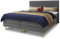 Boxspringbett Gold mit 2 Bettkästen und Topper - Doppelbett, Bonell-Matratze, Polsterbett, Bett mit Matratzentopper, Schlafzimmer, Velours Stoff (Grau (Manila 16), 180 x 200 cm)