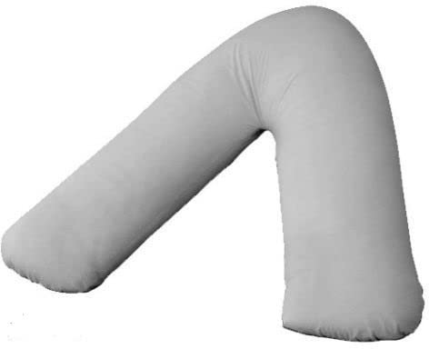 Orthopaedic V-pillow with Free pillowcase- Pregnancy Support V Shaped Triangle Pillow with polycotton pillowcase 74x34cm-Hollow Fibre V-pillow for for Neck,Maternity Pregnancy Support (Silver)