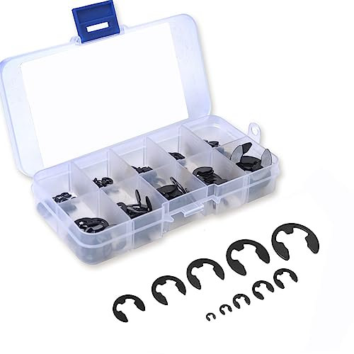 Anelli di Sicurezza Interni, Anelli Elastici di Sicurezza, E Clip Anello Elastici, Set a Scatto per Anelli Elastici E-Clip di 10 Dimensioni 580 pezzi, Per Hardware di Fissaggio Albero