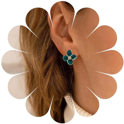 Aneneiceera Vintage Smaragd Blume Ohrringe Harz Blume Ohrstecker Ohrringe Acryl Blütenblätter Ohrringe Blütenblatt Emaille Ohrringe Französisch Aussage Ohrringe Schmuck Für Frauen Und Mädchen (grün)