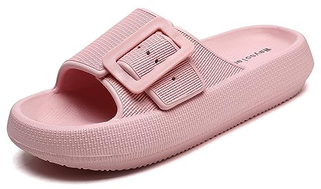 Waysoland Cozyslides Original Damen Herren,Wolkenschuhe Damen Airfoot Wolken mit Verstellbaren Schnallen Rutschfest Schnell Trocknend Super Bequeme Dicke Sohle Sandalen(Rosa,41/42 EU)