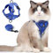 Cat Harness and Leash Set Katzen Geschirr Mit Leinen Katzenleine, Katzengeschirr Ausbruchsicher Verstellbare Weste mit Leine für Kätzchen, Weiche Netzjacke mit Reflektierenden Streifen (M, Blau)
