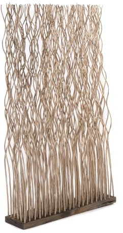 RAUMTEILER Kinki | 110x70x17cm(HxBxT), Weidenholz | Zweig Raumtrenner, Paravent, Deko Stellwand, Mobile Trennwand, Weiden Dekoelement, gewellter Sichtschutz | Farbe: grau