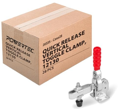 POWERTEC 20335-Case28 Knebelklemme, 227 kg Kapazität, 12130 Schnellspanner, vertikale Klemmen mit rutschfester Gummi-Druckspitze für Holzbearbeitungsvorrichtungen und Vorrichtungen, Schweißen,