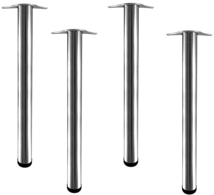 4er Set Tischbeine Ø60mm Schreibtischfüße Tischfüße Stabil, Höhenverstellbar Höhe 710 mm + 30 mm inkl. Befestigungsmaterial (Chrom)
