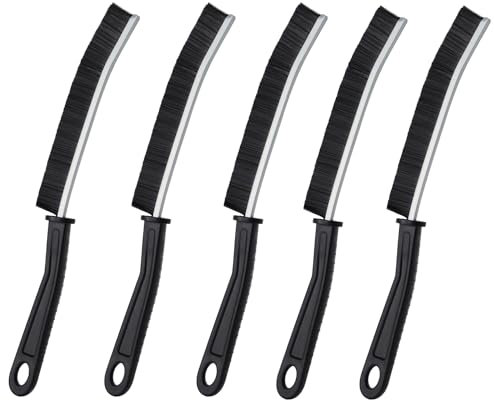 Crevice Cleaning Brush, Bathroom Tile Groove Gap Cleaning Brush,Premium Crevice Cleaning Tool Aluminum Support with 15° Angle Magic Brush, Thin Brush for Home Kitchen (5PCS)