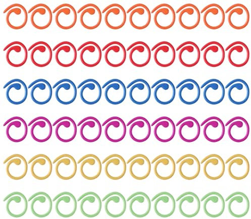 60 Stück Maschenmarkierer Metall 15mm Spiralstichmarker für Nähen Häkeln Stricken (6 Farben)