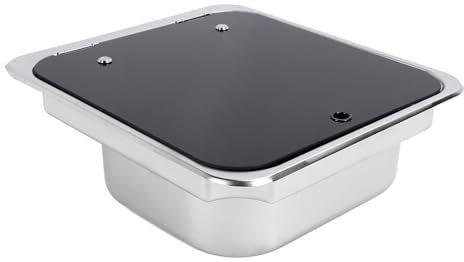 Évier de Camping-car 20L en Acier Inoxydable 304 avec Couvercle en Verre, Bassin de Cuisine, Idéal pour Bateau Caravane Camping-car