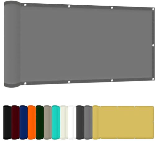 Rechteck Sonnenschutz Garten Balkon 150 x 200 cm Wasserdicht Rechteckig Balkon Sichtschutz Uv-Schutz-Polyestergewebe mit Seil Ideal für Schwimmbäder Partys Und Outdoor-Aktivitäten, Hellgrau