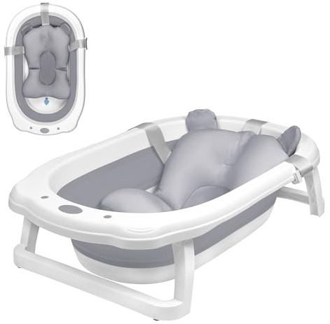 TATIVALO Faltbare Baby Badewanne, klappbare Babybadewanne,Anthrazit