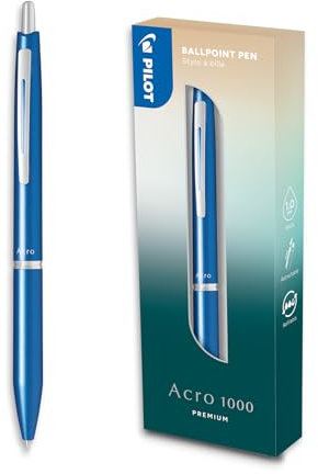 PILOT - Acro 1000 Premium Kugelschreiber in Sky Blue in Geschenkbox - Ultra-weiche Tinte für unvergleichliches Schreiben - Nachfüllbarer Druckkugelschreiber - Schreibfarbe Schwarz - Mittlere Spitze
