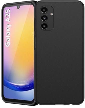 Case for Samsung Galaxy A25 5G, Thin Phone Case with Camera Protection Soft Slim Fit Flexible TPU Back Cover for Galaxy A25 5G, Black