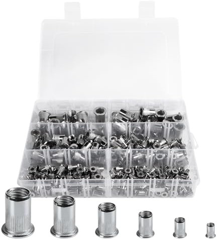 225Stk Nietmuttern Sortiment Set, M3 M4 M5 M6 M8 M10 Nietmutter A2-70 Edelstahl Werkzeug Flachkopf Gewinde Rivet Nutsert Cap Muttern Nietmutter mit Aufbewahrungsbox