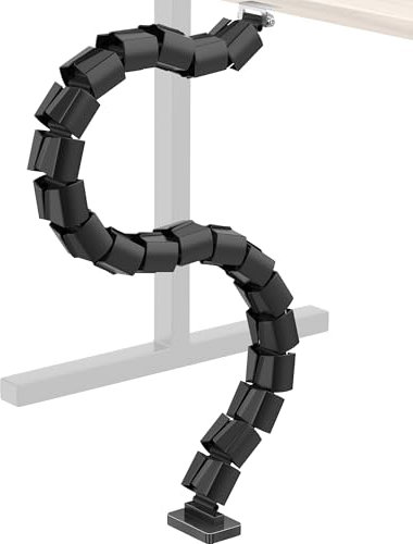 DeskLogics Heavy Duty Screw-in Cable Management Spine, 4-Channel Under Desk Vertebrae Cord Organizer for Wood & Laminate Standing Desks, Adjustable Floor-to-Desktop Wire Raceway with Weighted Base