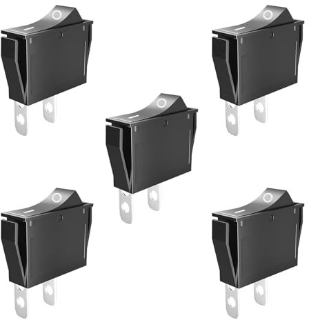 SCOOYUCK 5 Stücke Wippschalter, SPST 13.5mm x 30mm 2 Polig ON/OFF 12V 24V 125V 250V Kippschalter, für Auto Boot Haushaltsgeräte