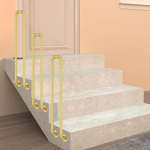 Yopappol rutschfeste Sicherheitshandläufe für Außentreppen, seitlich montiertes Treppengeländer-Set in U-Form aus Schmiedeeisen, Haltegriff für Veranda- und Terrassenhandläufe(45cm(1.5ft))